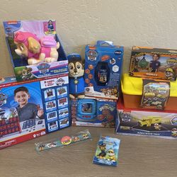 Paw Patrol Watch Bilingual Card Reader Games Bubble Blower Rubble Truck Tools Toy Bundle