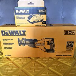 DEWALT.  RECIPROCATING  SAW.  and battery 4 AH