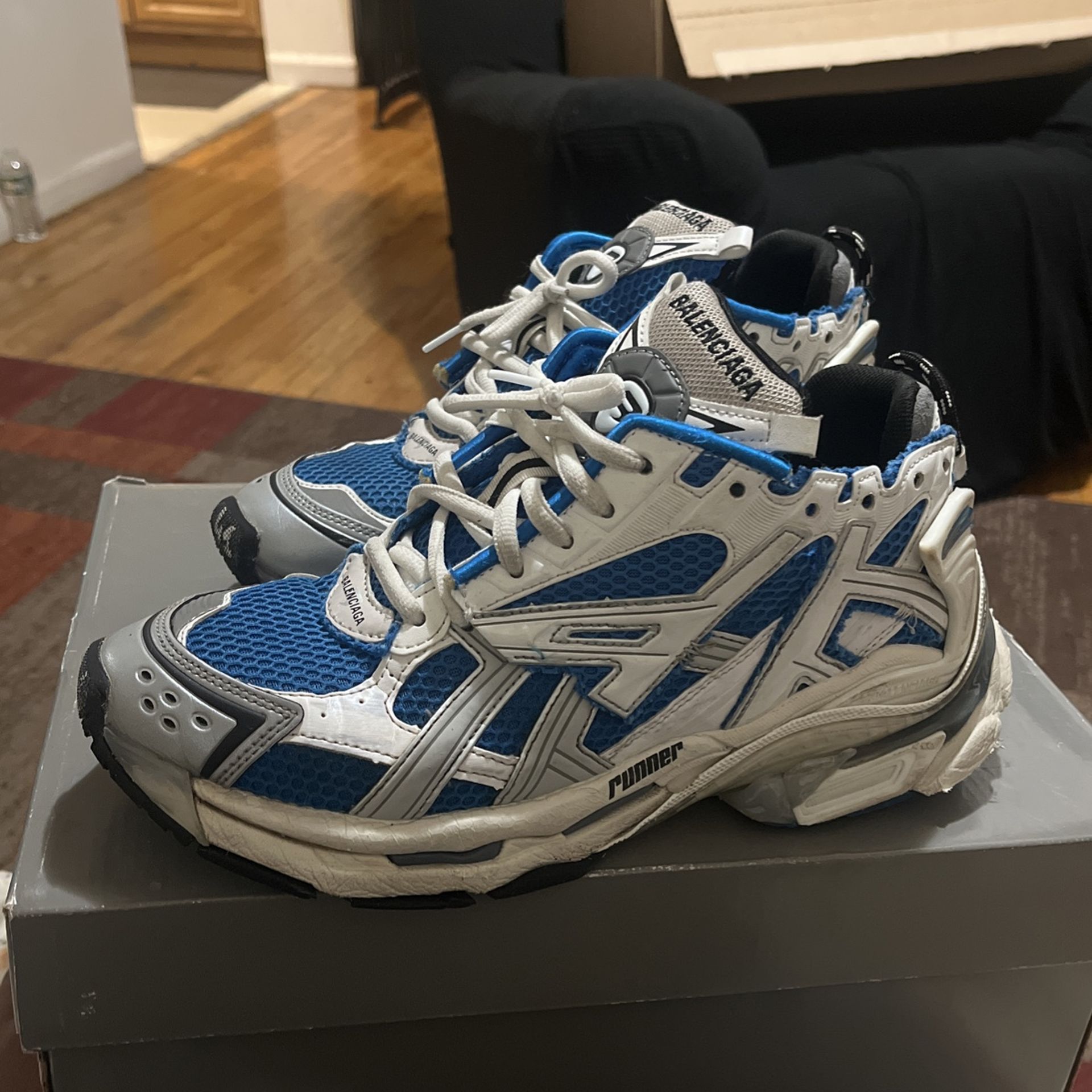 Blue And White Balenciaga Runners