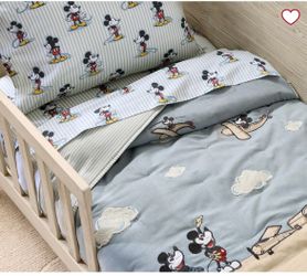 Pottery Barn Kids Disney Home x Sanderson Mickey Mouse Clouds Toddler Quilt and sheet set