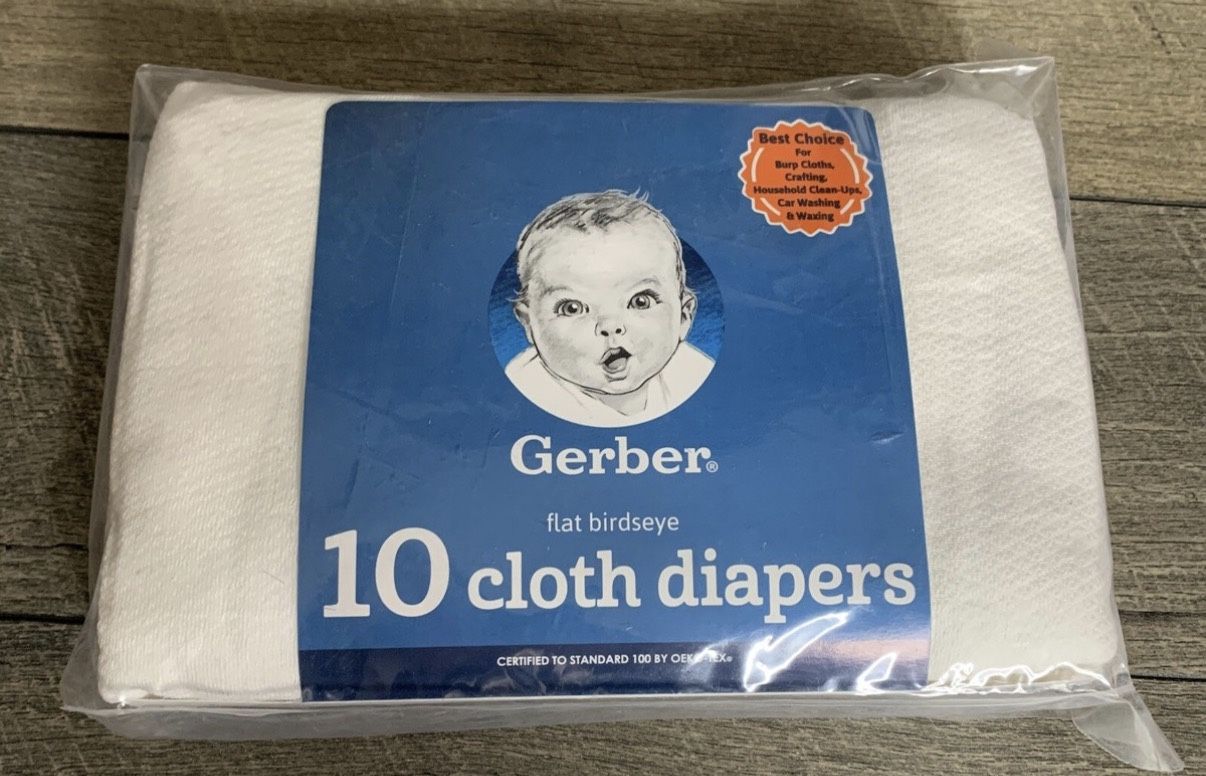 New - Gerber Unisex Baby Boys Girls Birdseye Prefold Cloth Diapers Multipack White 3-Ply 10 Pack