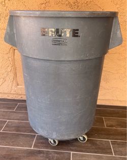 Container Plastic 55 gal Gray with Quiet Dolly