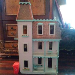 Hand-Made Wooden 3ft, 3 Tier, 2 Staircase with Balcony Doll House By Grand B