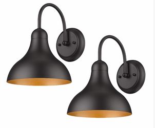Modern Black & Gold Wall Sconce Set – 2 Pack