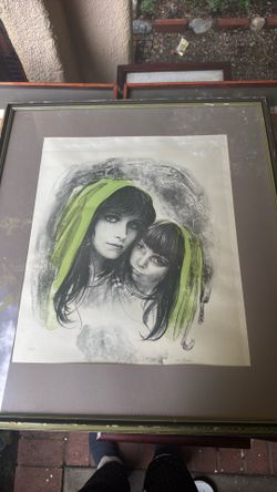 $60 Beautiful sketch with watercolor in glass frame