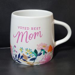 Hallmark Mother's Day "VOTED BEST MOM" Ceramic Mug Cup Spring Floral Pattern