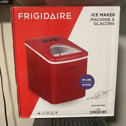 Frigidaire 26 lbs. Bullet Ice Maker, Portable Countertop Ice Machine with Digital Controls, Red