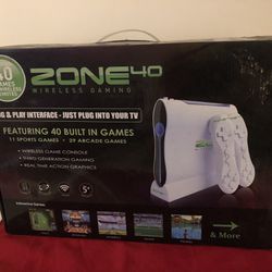 NEW OPEN BOX ZONE40 WIRELESS GAMING UNIT PLUG INTO TV FOR AGES 5+