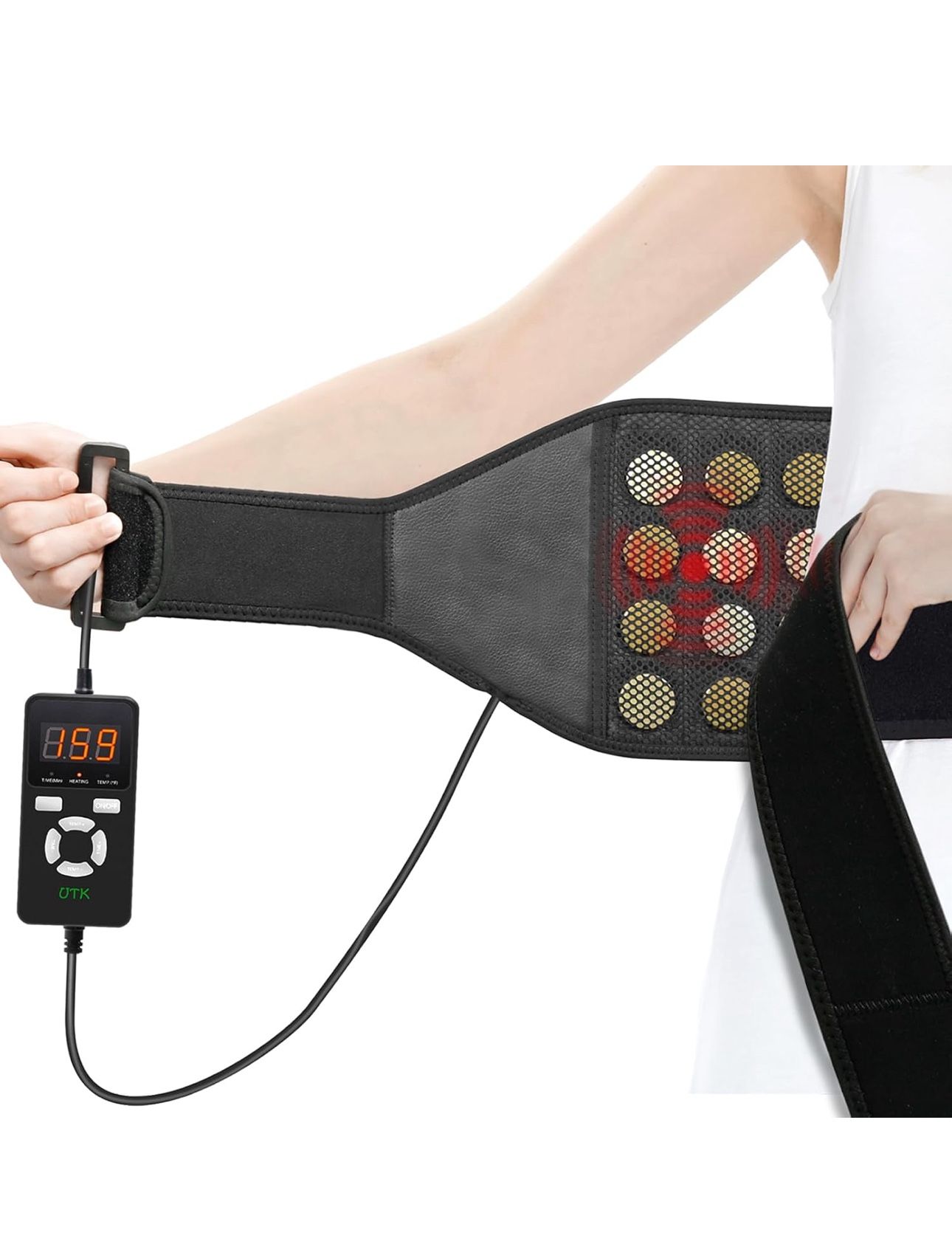 UTK Far Infrared Vibrating Heating Pad with Vibration Massage for Lower Back Pai