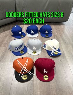 MLB new era Los Angeles dodgers blue, grey Burgandy 59fifty fitted hats size 8