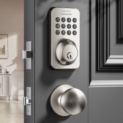 Keyless Entry Keypad Deadbolt with Handle Set, Smart Lock, Auto-Lock + One-Touch Lock, 100 Codes + Easy Install, Ideal for Airbnb/Homes/Offices, 