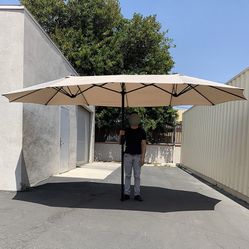 (New in box) $95 Large 15FT Double Sided Outdoor Patio Umbrella, Crank Open/Close (Weight base not included) 
