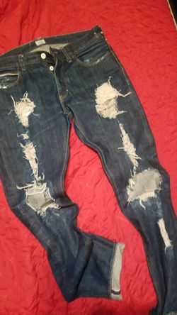 32W 34L , Ripped Straight dark jeans
