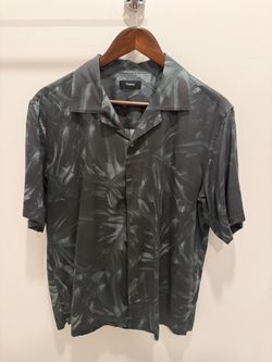 Theory Black & Green Button-Up Shirt – Size M