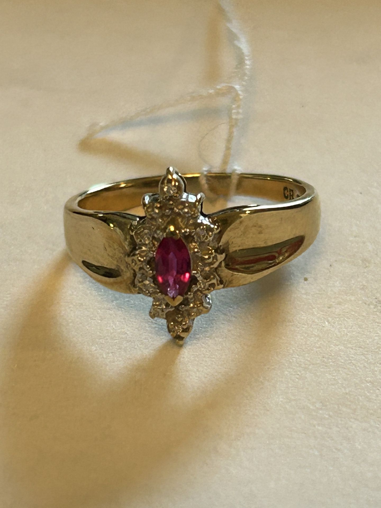 10K Yellow Gold Genuine Ruby and Diamonds Ring Size 6.5 
