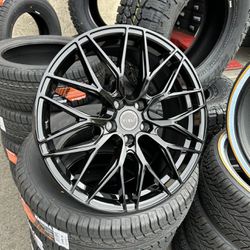 TISLI 22129 Gloss black 19x8.5 5x114.3 Rims Tires Finance Available