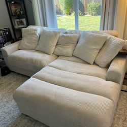 White Corduroy Couch- Excellent Condition