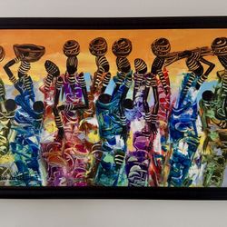 Original African (Zambian) Painting - Framed 30” x 19”