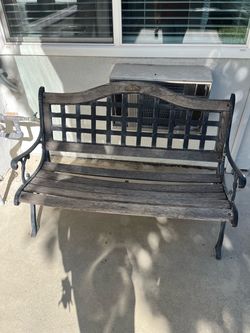 Old bench, wood and cast-iron