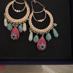 Beautiful Designer Bead Fringe TearDrop Dimple Earrings / 