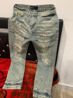 Purple jeans, a size 39
