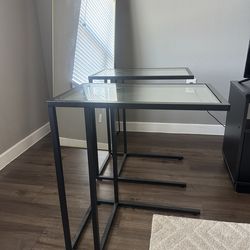 IKEA VITTSJÖ Side Tables – Black-Brown/Glass – Set of 2 – Like New