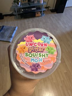 Unicorn Glitter Squishy Moji Toy