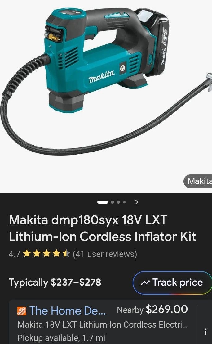 Makita 18 V Air Compressor W/ New Battery