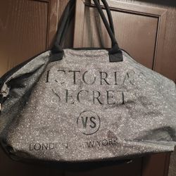 Victoria's Secret Silver Sparkly Zippered Tote🎉