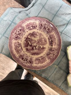 William Adams purple transferware plate, Palestine