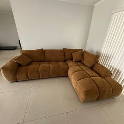 Sectional Sofa Linen 🛋 NEW Design Modern Soft Couch