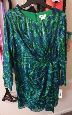 DKNY Womens Long Sleeve Side-tie Mini  Sheath Dress Size 12