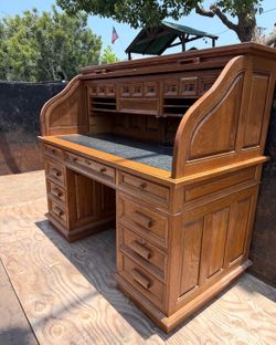 Wooden roll top desk