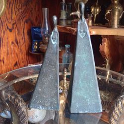 Pair of Metal Obelisk Sculptures