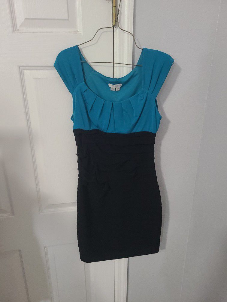 Teal And Black Bodycon Dress