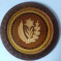 Hand carved wooden decorative plate From POLAND