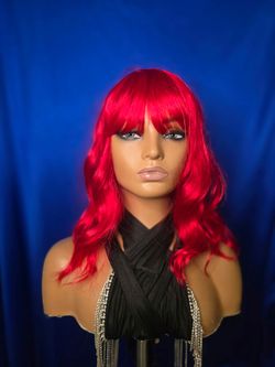 Red synthetic hair wig new 12".