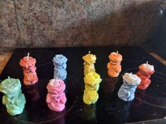 Rose Sculpted Pillar Candles 5$ each.