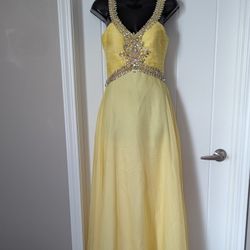 Yellow Flowing Prom Dress By Alexia