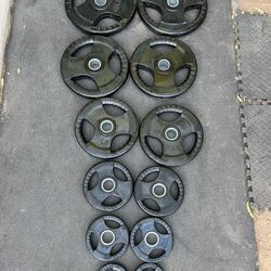 245lb Olympic Weight Plate Set Rubber Coated