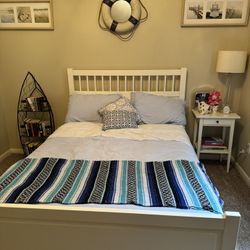 Full Size IKEA Hemnes White Bed Frame, Mattress