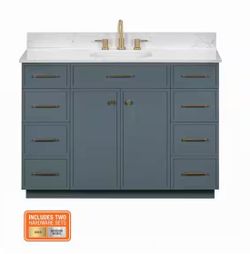 Glacier Bay Marcote 48" Single Sink Vanity In Slate Blue with Venato Stone Top - R