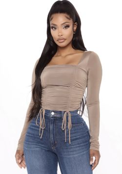 Fashion Nova Cropped Top Mocha XS