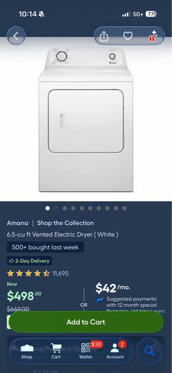 Amana dryer new in box