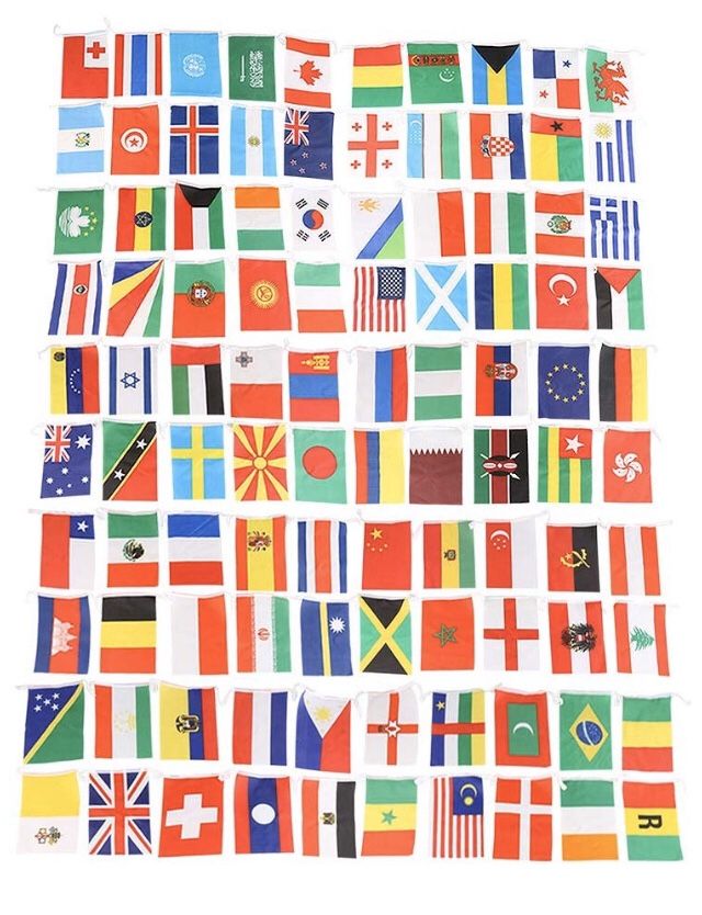 100 country flag banner party decoration NEW multicultural