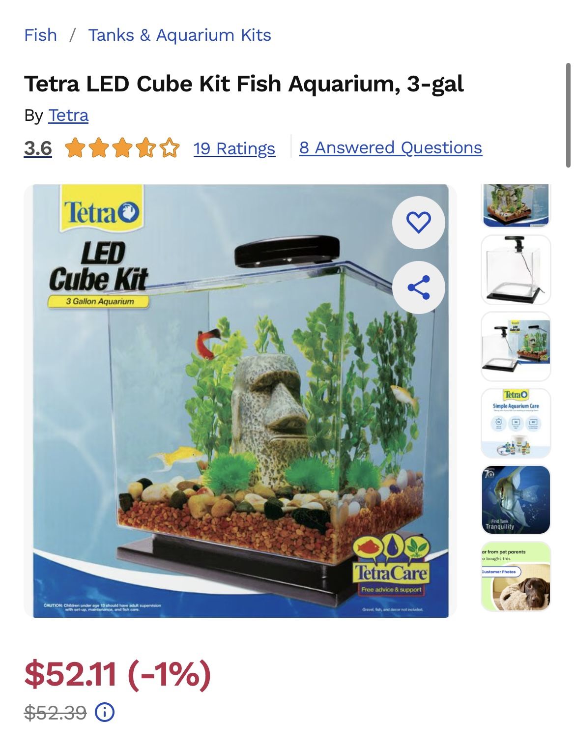 3 Gal Cube Kit Aquarium
