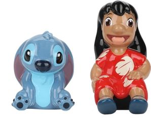 Disney Lilo & Stitch Salt & Pepper Shakers Sculpted Ceramic Hand-Painted Box Set