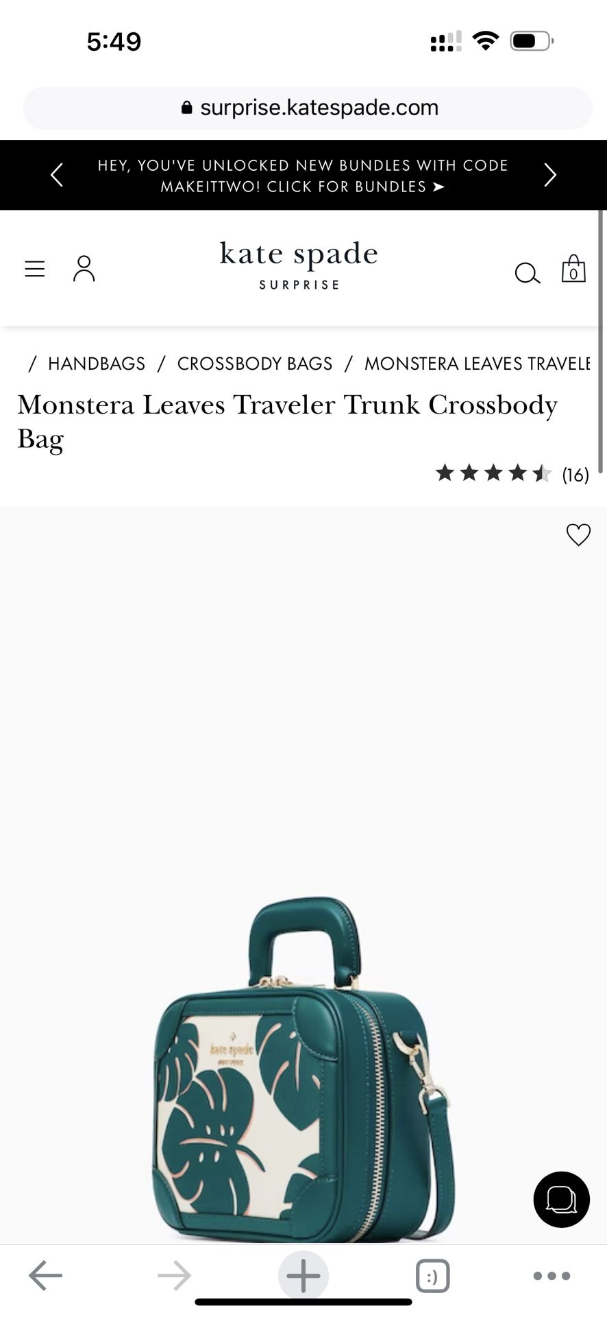 Kate Spade monstera leaves traveler trunk crossbody bag sale