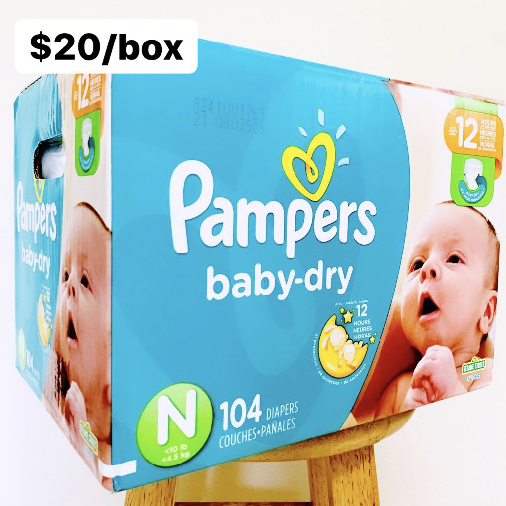 Newborn (Up to 10 lbs) Pampers Baby Dry (104 diapers) - $20/box