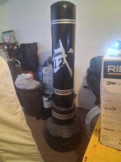 Kicking and punching stand with gloves